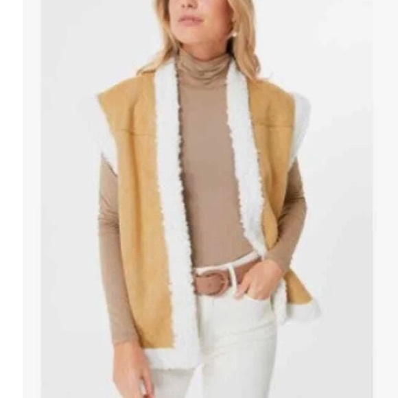 Tuckernuck Hyacinth House Tan Shearling Crosby Vest L - Picture 2 of 13